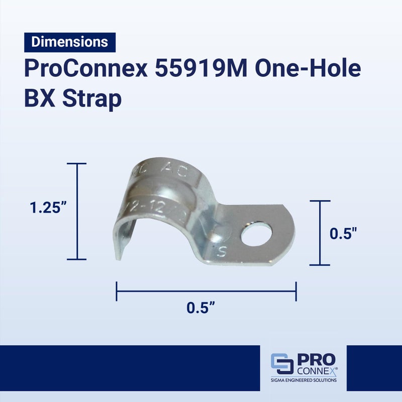 Sigma Engineered Solutions ProConnex 55919M One-Hole BX Strap 3/8-Inch, 100-Pack, Gray - Image 2